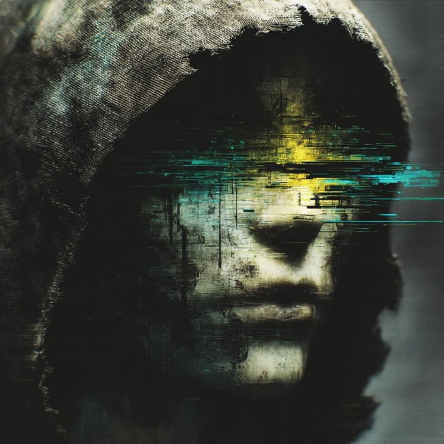 Cyberpunk Glitch Figure Dark Avatar Art