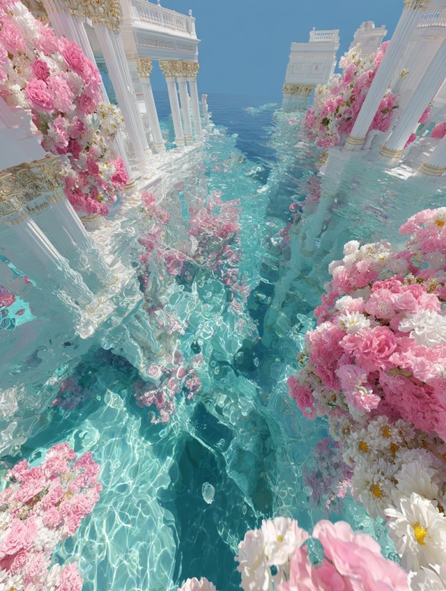 Underwater Dream Castle Baroque Architecture Floral