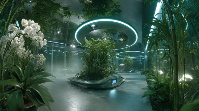 Futuristic Greenhouse Interior Design Ecological Oasis