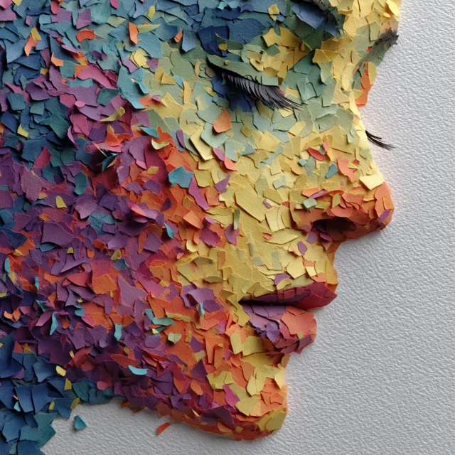 Paper Portrait Colorful Woman Art
