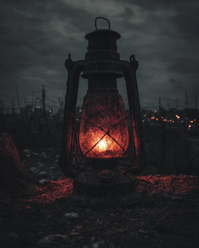 Lantern in the Darkness Moody Atmospheric Scene