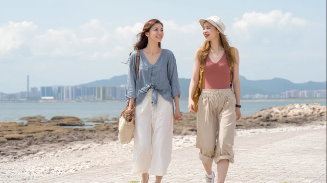 Shenzhen Beach Holiday Two Women in Summer