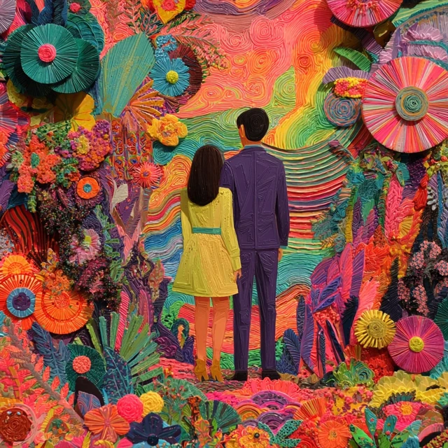 Psychedelic Paper Collage Date Night Art