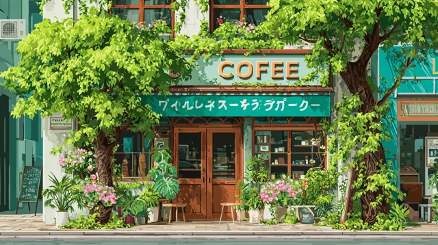 Anime Cafe in Tokyo Art Illustration
