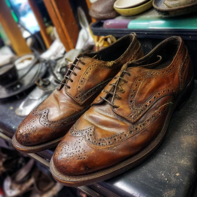 Vintage Brogue Shoes Antique Patina