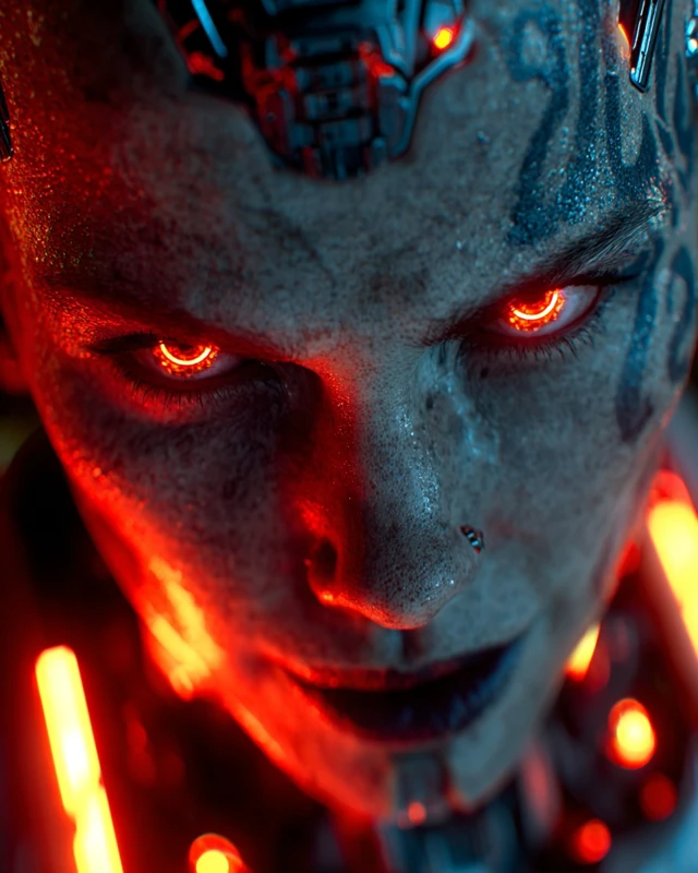 Cyberpunk Tribal Warrior Portrait Hyperrealistic