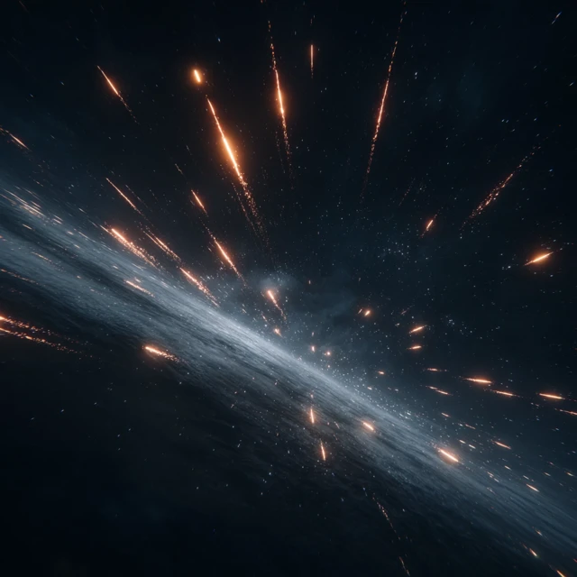Falling Stars in Space Cinematic Lighting