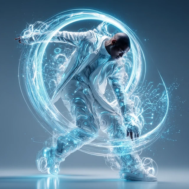 Futuristic Dancer Young Man Neon Glow