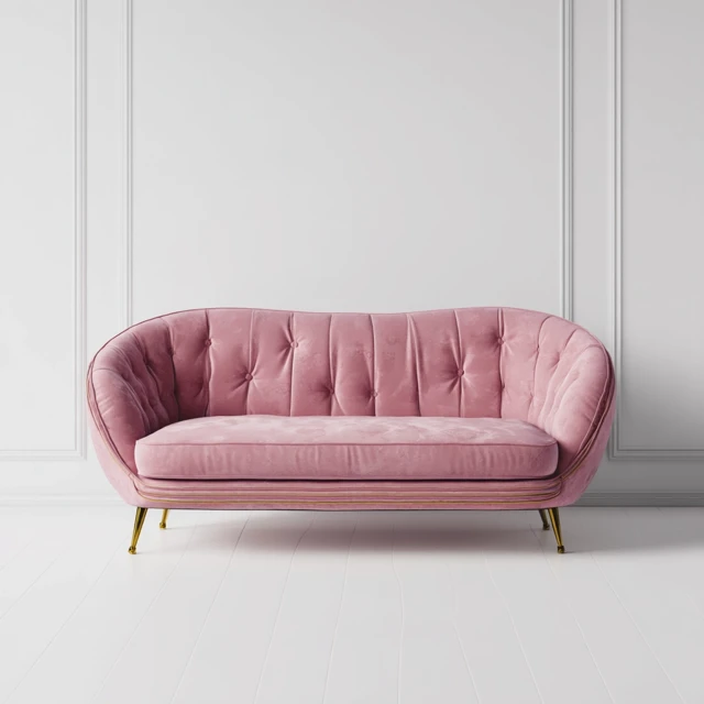 Pink Luxury Couch on White Background