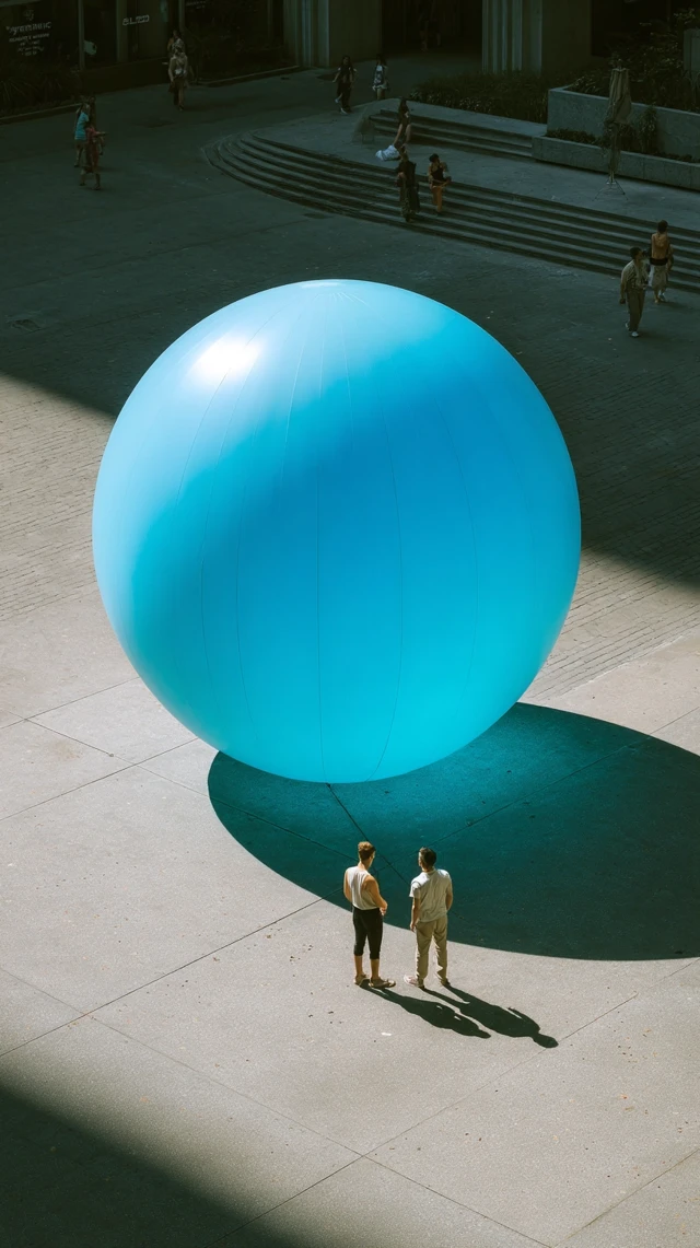 Giant Blue Sphere People Gathering Landscape Photography