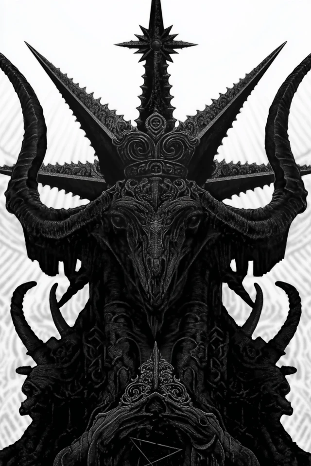 Black Metal Album Art Baphomet Engraved Style