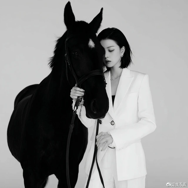Elegant Woman and Horse Black and White Photography