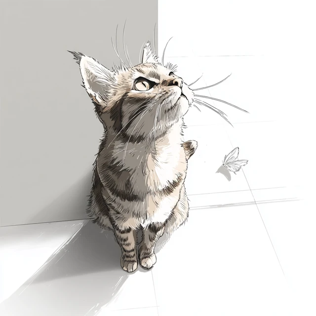 Cat Art: Adorable Cat in a Detailed Illustration Style