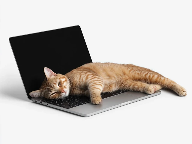 Cat Sleeping on MacBook Pro