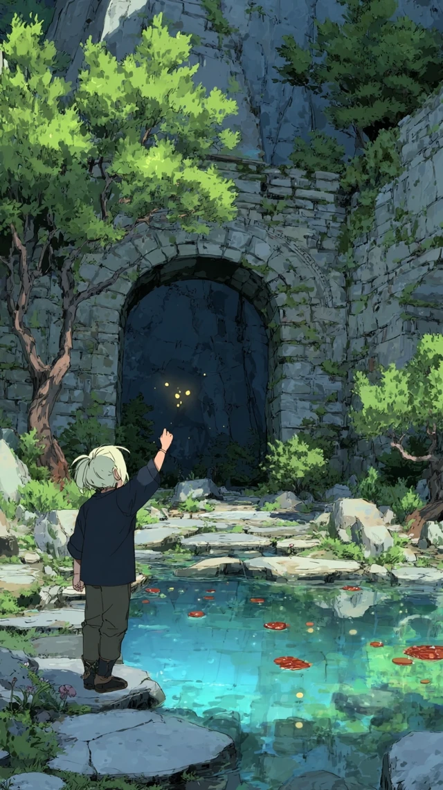 Anime Sorcerer in Forest Ruins