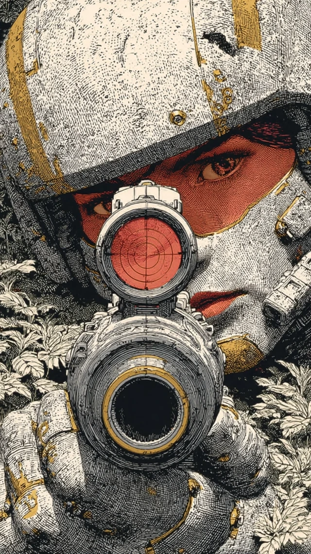 Sci-Fi Warrior in Military Style Outfit