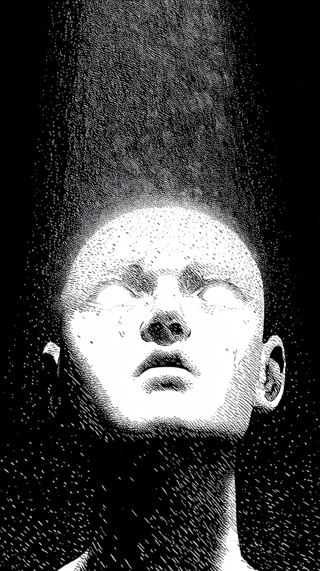 Man Opening Eyes Illustration Peaceful Moment