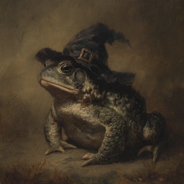 Toad in a Witch Hat Oil Painting