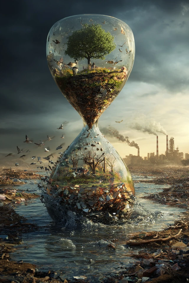 Environmental Hourglass Nature vs Pollution