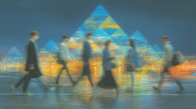 Dynamic Cityscape with Pedestrians Abstract Art