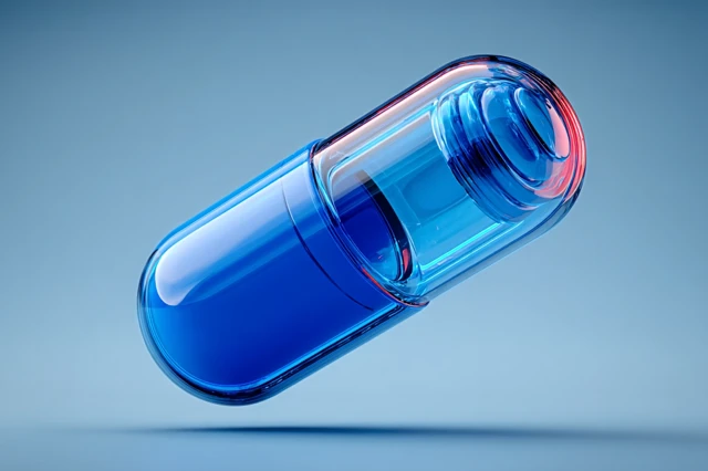Blue Pharmaceutical Pill Hyper Detailed Transparency