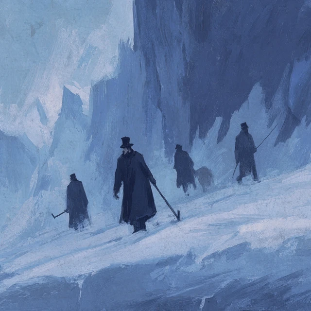 Frozen Men on a Glacier 19th Century Frostpunk Art
