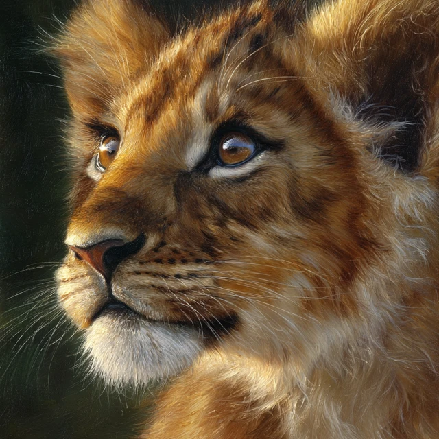 Lion Cub Portrait Oil Painting