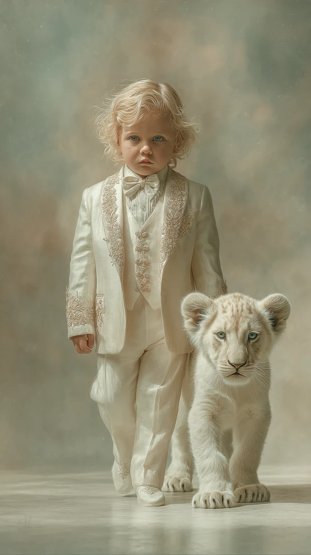 Baby Leo and White Lion Cub on Runway