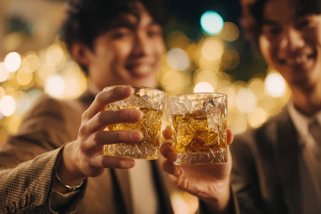 Cheers Toasting Whiskey Glasses Celebration