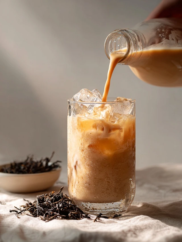Iced Milk Tea Pouring Refreshing Drink