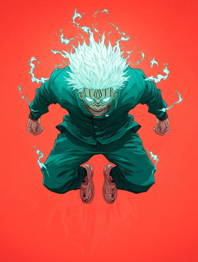 Sukuna Juijutsu Kaisen Anime Glow Neon Effect