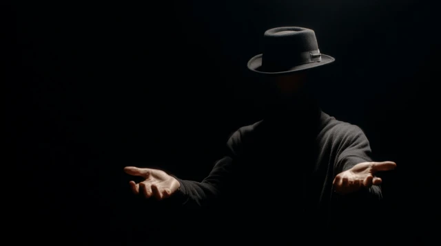 Mysterious Street Magician Performing