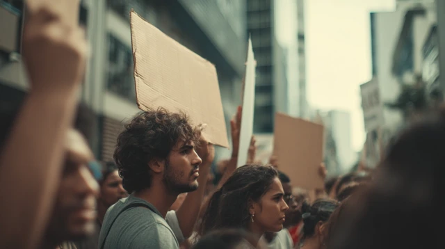 Brazilian Protest People with Signs