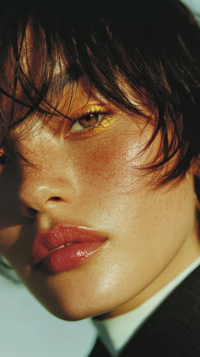 Androgynous Fashion Portrait in Golden Haze