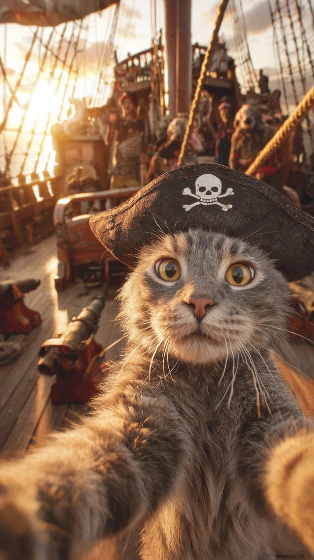 Pirate Cat Selfie Adventure on the High Seas