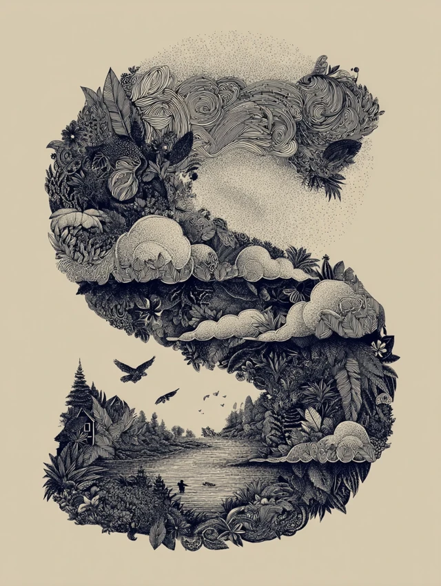Nature Letter S Illustration