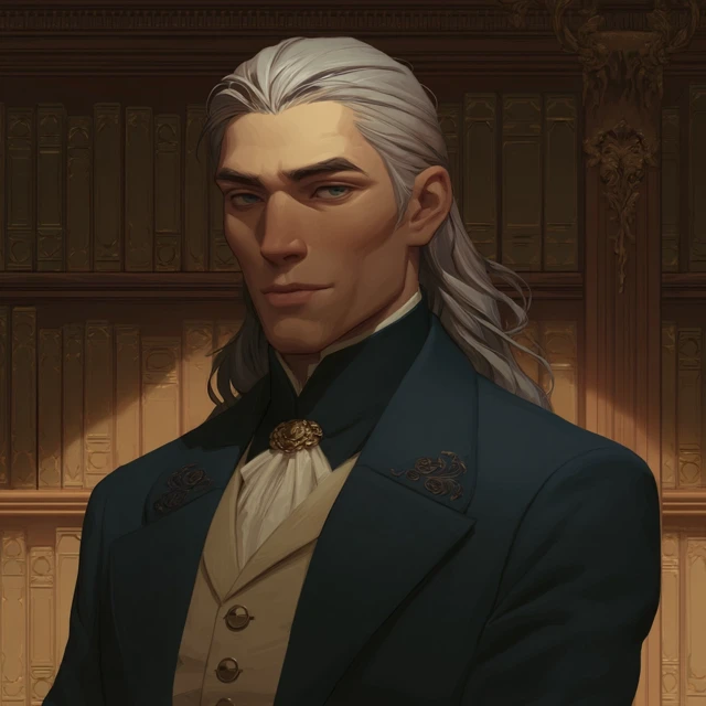 Elegant Scholar Portrait Anime Style