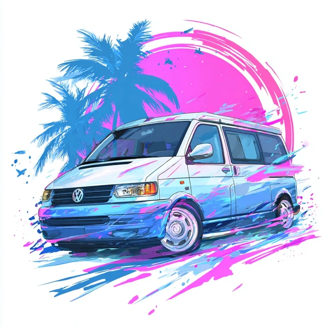 VW Combivan Logo 90s JDM Beach Style for Merchandise