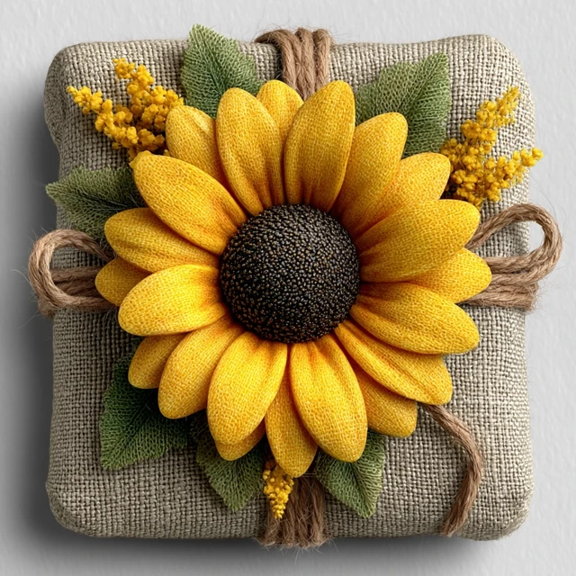 Reusable Cloth Gift Wrap with Sunflower Zero Waste