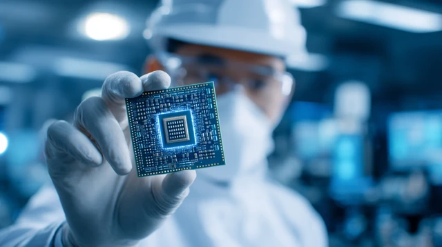 Engineer Holding CPU Chip Technology