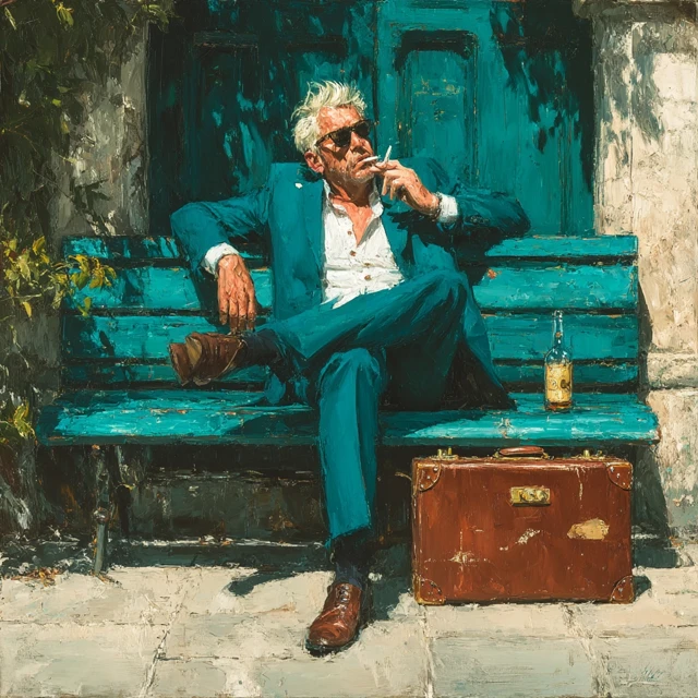 Business Man on Lunch Break Oil Painting