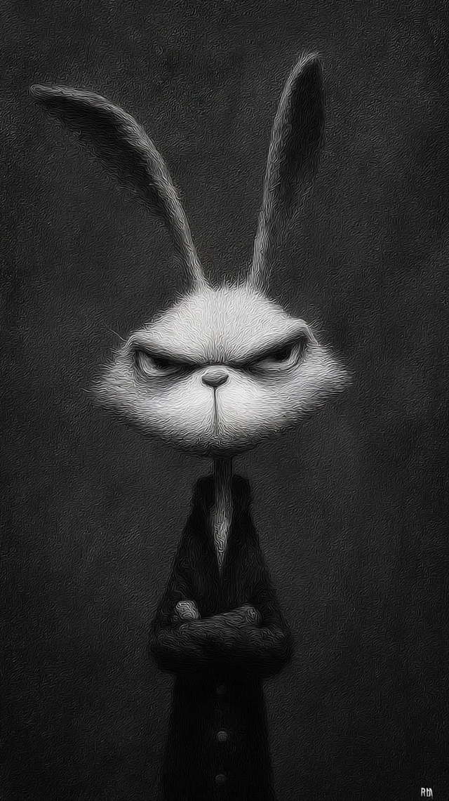 Smiling Rabbit Portrait in Pop Surrealism Style