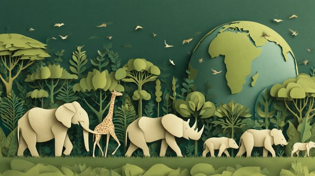 Paper Cutout Animals and Earth: Nature Conservation