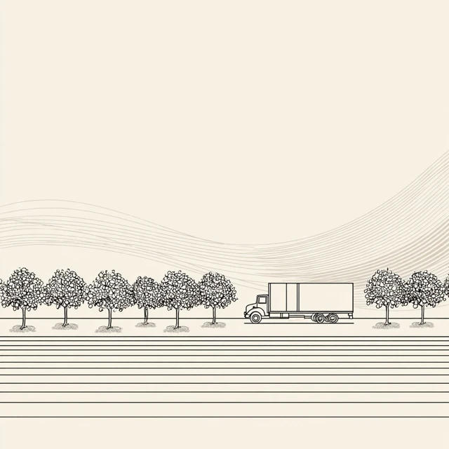 Minimalist Apple Orchard Truck Illustration