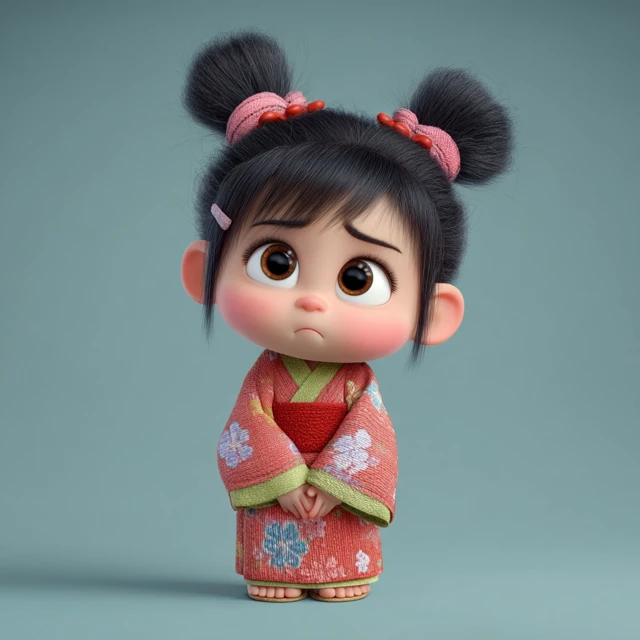 Asian Baby Girl Character Illumination Style