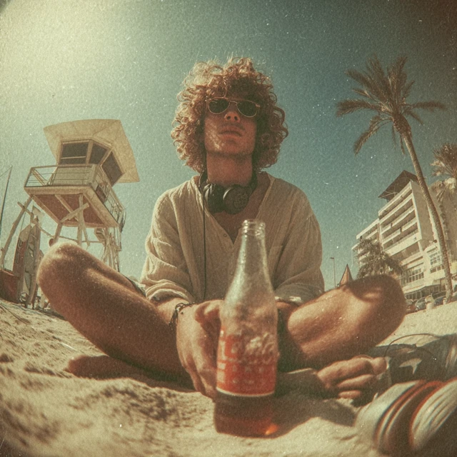 1970s Beach Vibes Young Man Relaxing Tel Aviv
