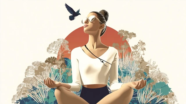 Meditating Woman Illustration Calming Zen Art