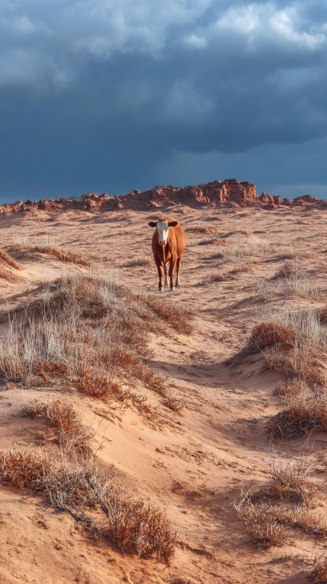 Lone Cow in the Colorado Desert Landscape