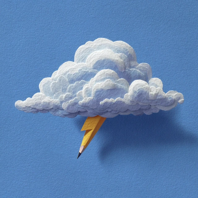 Papercraft Cloud and Lightning Pencil Art