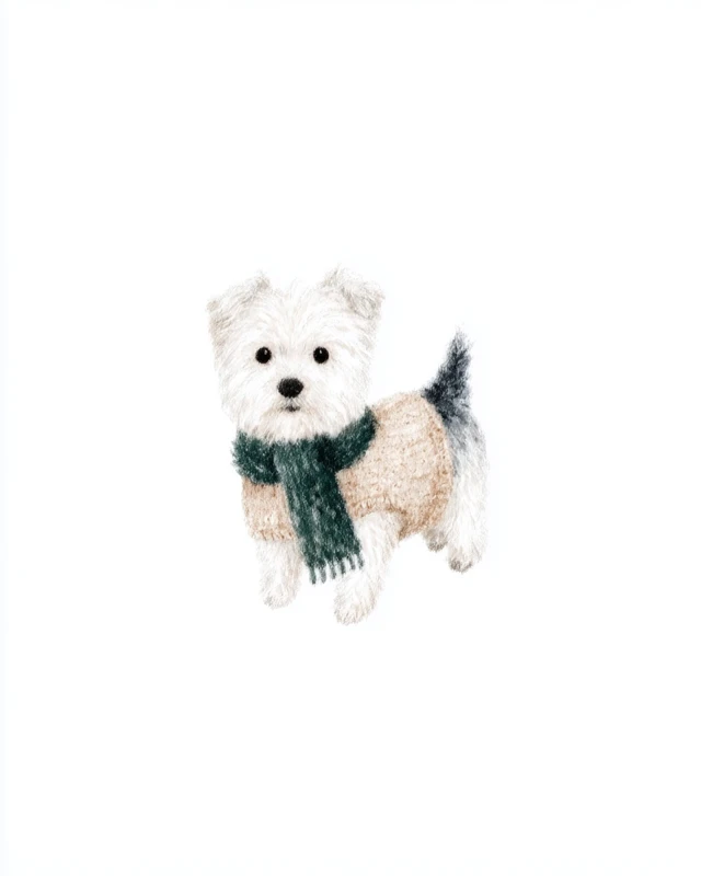 Cute White Dog in Sweater